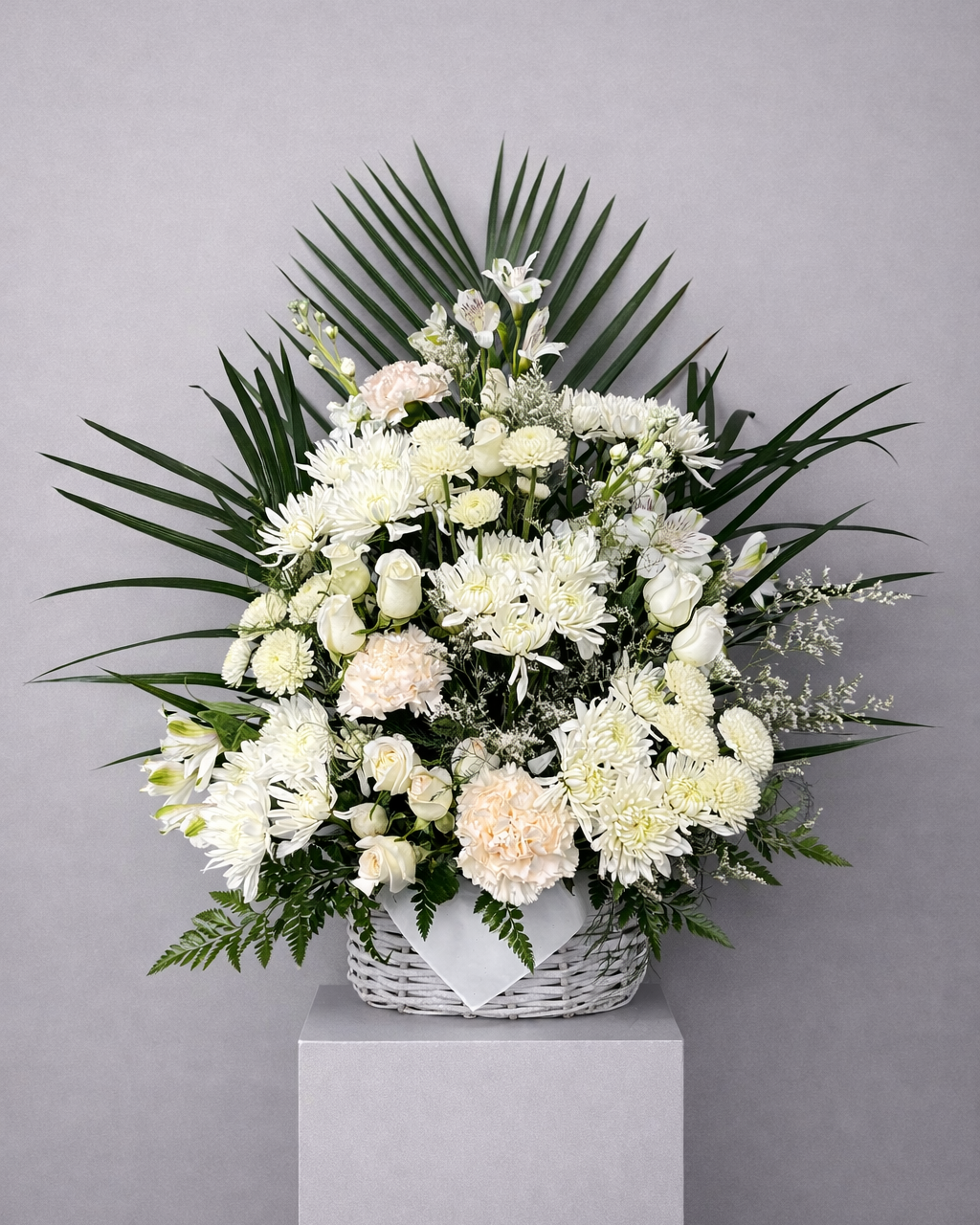 White Funeral Basket