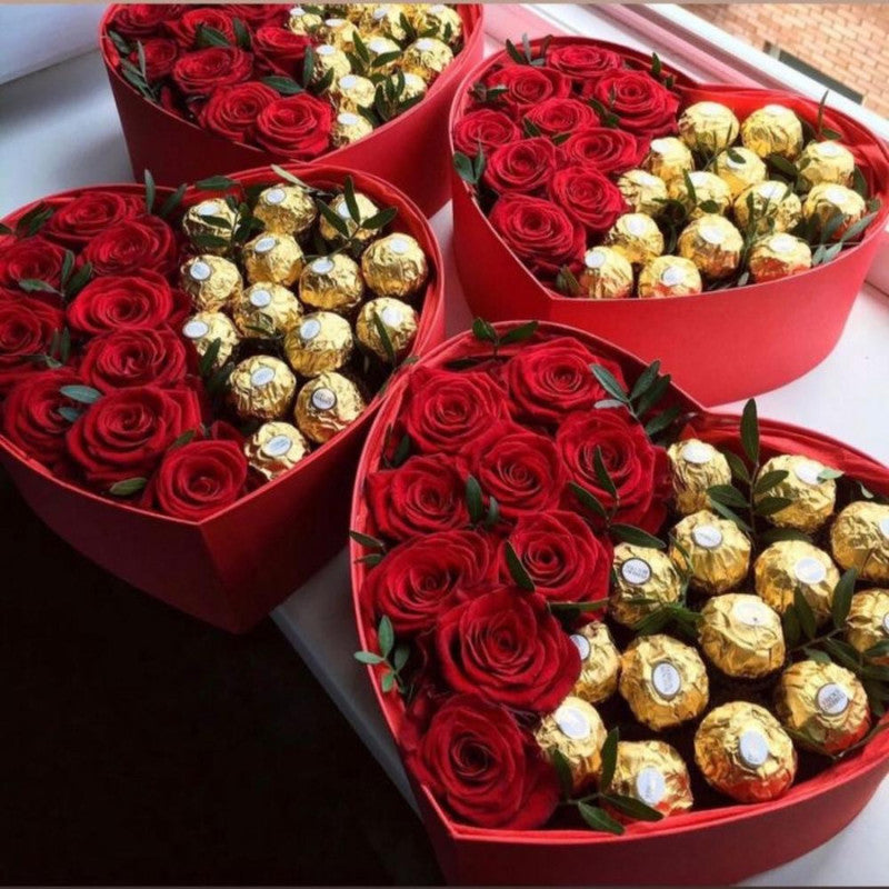 Red Roses and Ferrero Rocher in a Red Heart-Shaped Box image 2