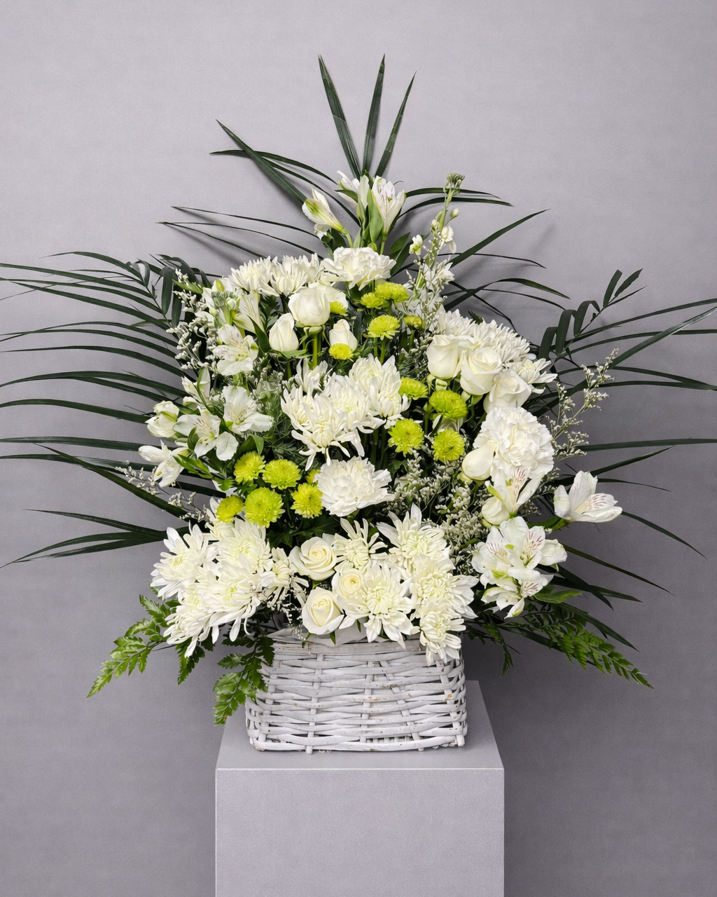 White Funeral Basket