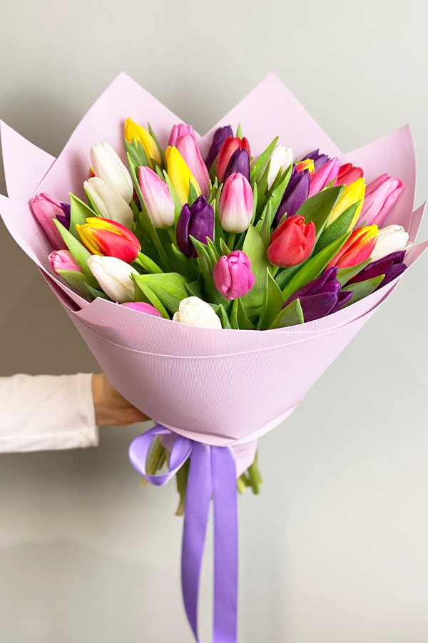 Bouquet of Multicolored Tulips - 35 Multicolored Tulips image