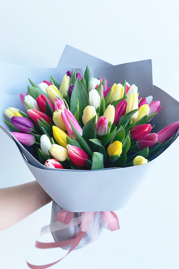 Bouquet of Multicolored Tulips - 50 Multicolored Tulips image