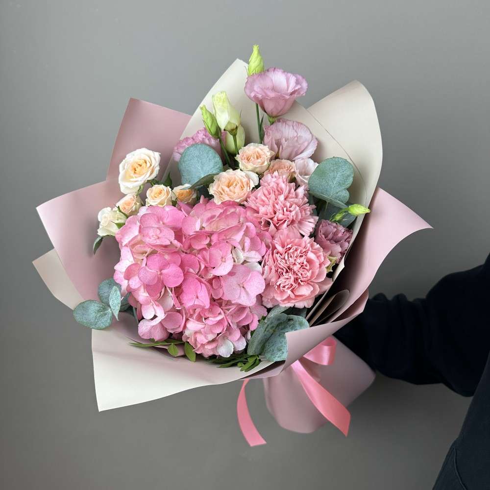Mixed Bouquet of Hydrangeas, Lisianthus, Carnations, and Spray Roses image 2