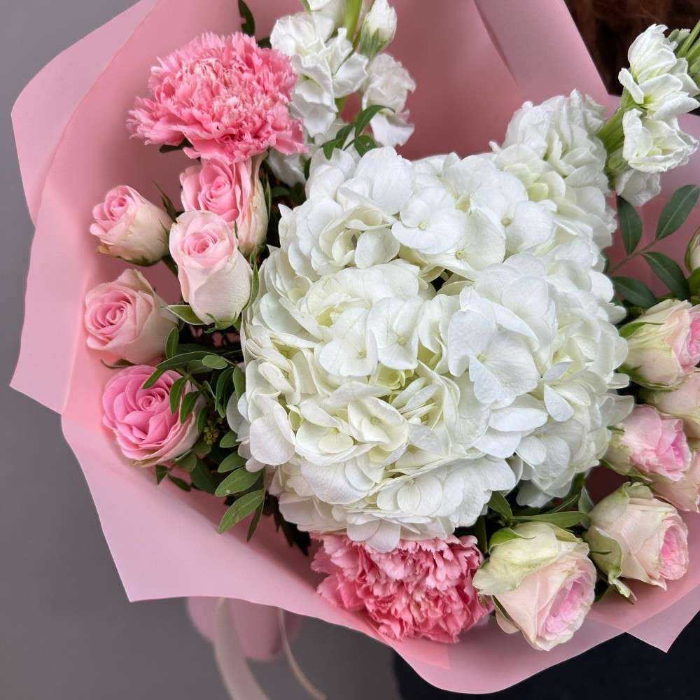 Mixed Bouquet of Hydrangeas, Carnations, and Spray Roses image 2