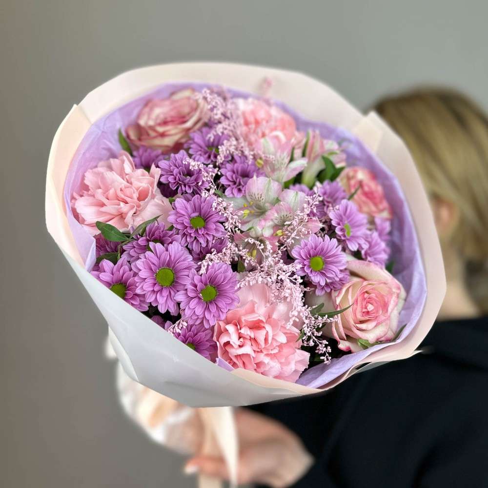 Mixed Bouquet of Roses, Carnations, Alstroemeria, and Daisies image 0
